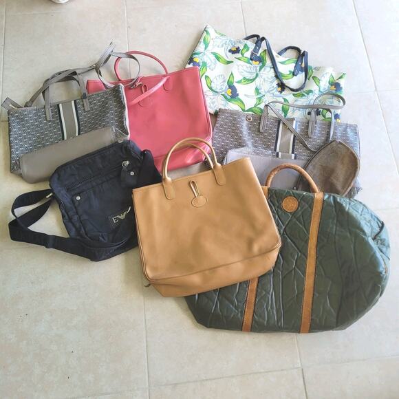 Longchamp Tory Burch Furla Bundle lot of 9 Bags Purses rehab parts Damaged - Picture 1 of 16